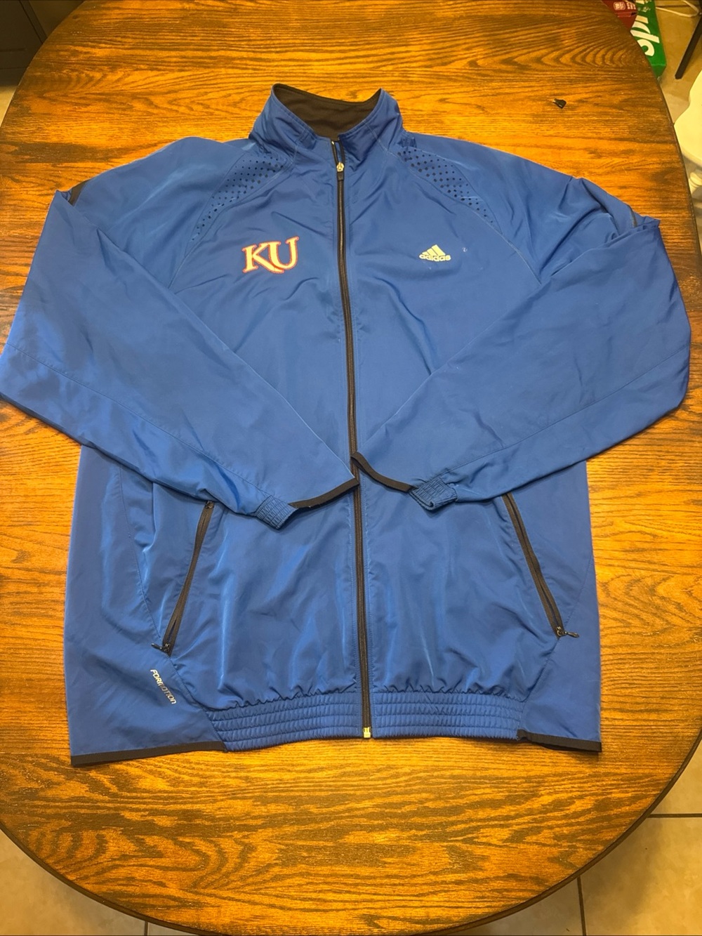 Kansas Jayhawks Jacket Mens XXT Royal Blue NCAA Basketball Adidas Full Zip
